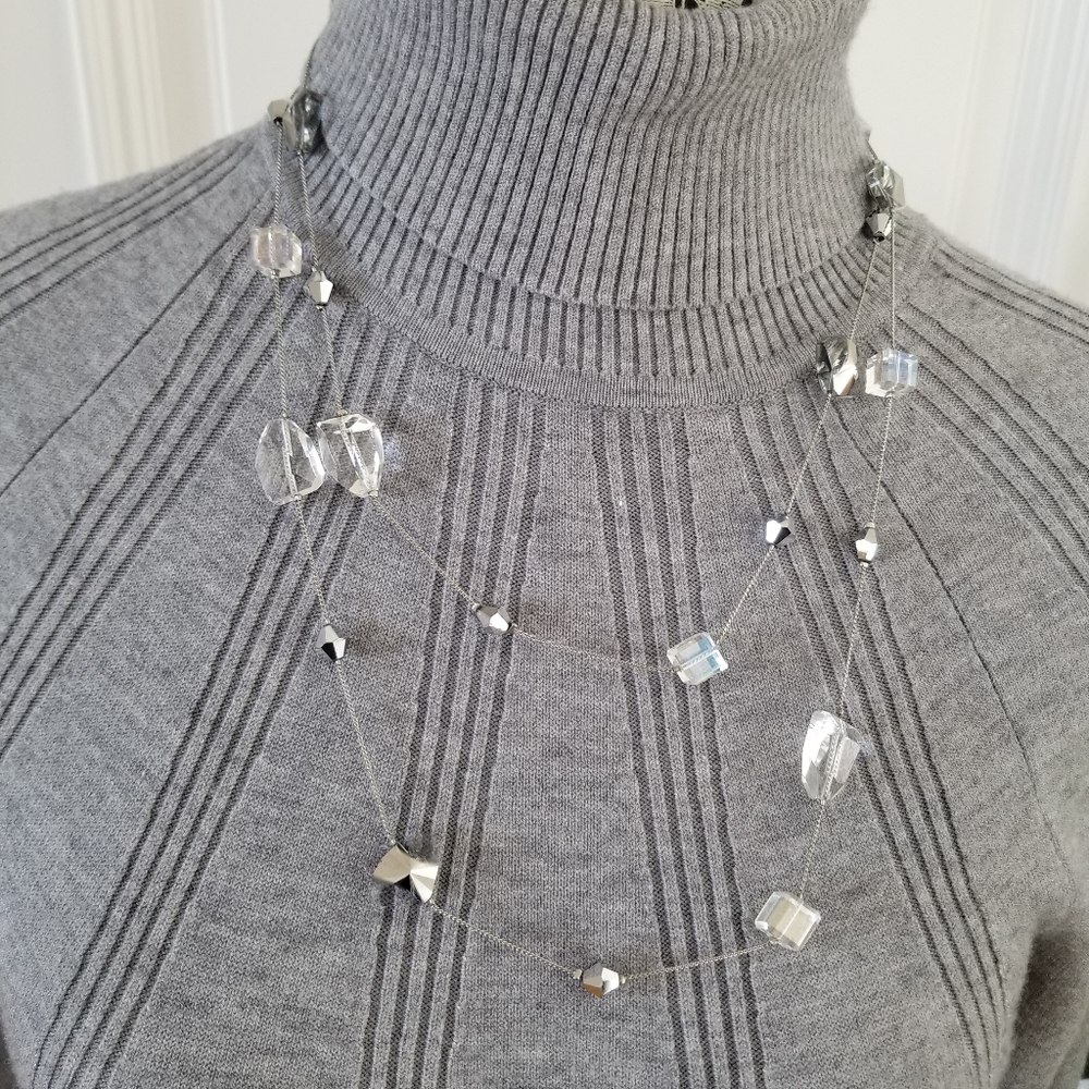 Premier Designs floating beads and crystal necklace